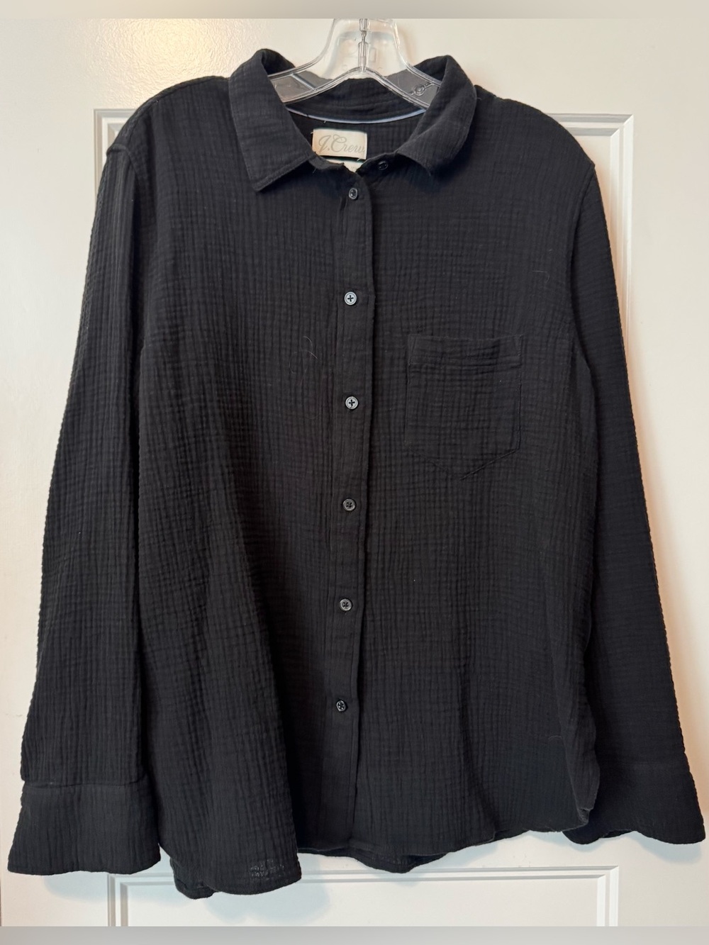 J.Crew Black 100% Cotton Double Gauze Button Front Shirt Size 24